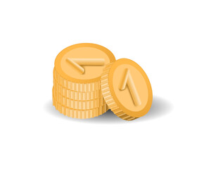gold coins falling 3d realistic vector