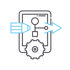 app developing line icon, outline symbol, vector illustration, concept sign