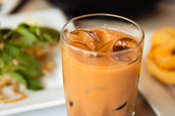 Ice coffee with meal