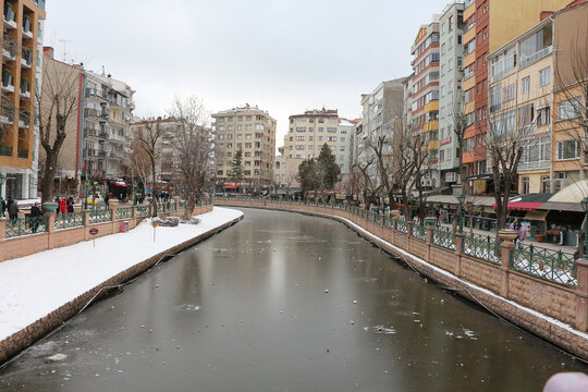porsuk river view on a winter day in Eskisehir