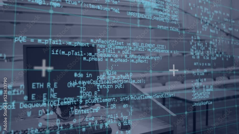 Poster animation of data processing over computer