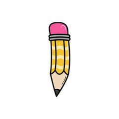 Vector yellow wooden pencil with rubber eraser.Modern design.