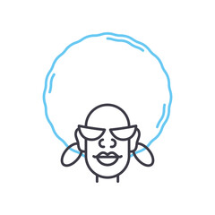 afro line icon, outline symbol, vector illustration, concept sign