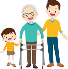 Grandparents,elderly people,grandfather and grandmother, characters in various activities