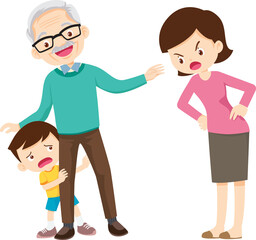 Grandparents,elderly people,grandfather and grandmother, characters in various activities