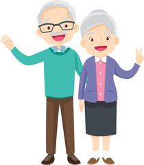 Grandparents,elderly people,grandfather and grandmother, characters in various activities