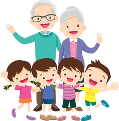 Obraz premium Grandparents,elderly people,grandfather and grandmother, characters in various activities