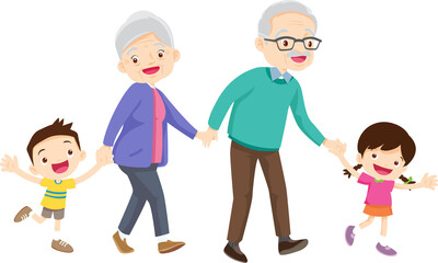 Grandparents,elderly people,grandfather and grandmother, characters in various activities