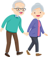 Grandparents,elderly people,grandfather and grandmother, characters in various activities