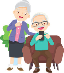 Grandparents,elderly people,grandfather and grandmother, characters in various activities