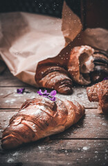 Croissants in rustic style