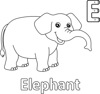 Elephant Alphabet ABC Coloring Page E
