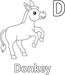 Jumping Donkey Alphabet ABC Coloring Page D