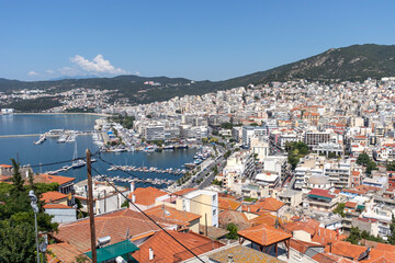 Naklejka na ściany i meble Panoramic view of city of Kavala, Greece