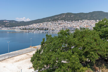 Fototapeta premium Panoramic view of city of Kavala, Greece