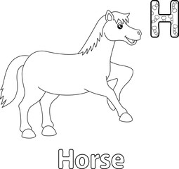 Jumping Horse Alphabet ABC Coloring Page H