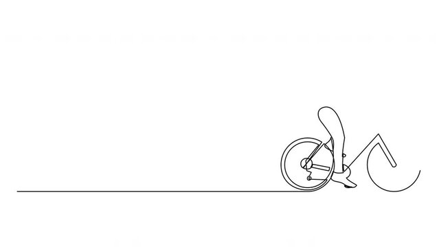 Self drawing animation of continuous line draw of a bicycle rider.