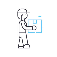 courier door pickup line icon, outline symbol, vector illustration, concept sign © Nina
