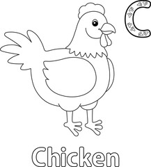 Chicken Alphabet ABC Coloring Page C