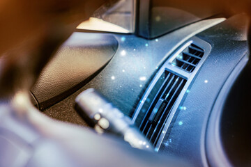 Car air conditioning. Auto climate condition. Vehicle vent interior for cold automobile cool. Ac...