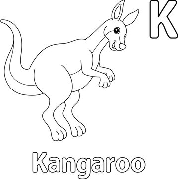 Jumping Kangaroo Alphabet ABC Coloring Page K