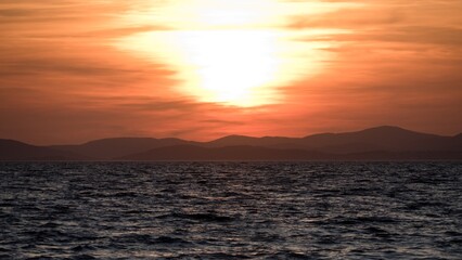 beautiful romantic sunset at the sea in adriatic