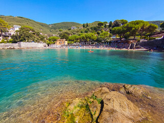 Spiaggia di Fiascherino a Lerici , Liguria Italy - Fiascherino Beach - obrazy, fototapety, plakaty