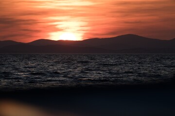 beautiful romantic sunset at the sea in adriatic