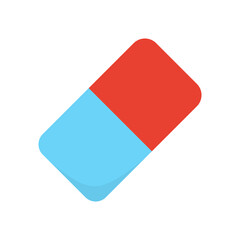 Red and blue eraser. Rubber icon. Vector isolated on white.