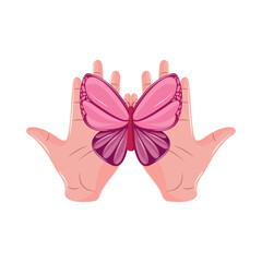 Obraz premium hand holding butterfly icon