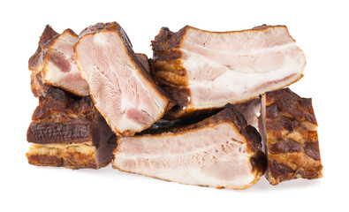 Smoked ribs isolated on white background.