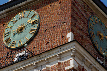 Close up Clock at the Wawel Cathedral at the Rynek, Old City Centre.