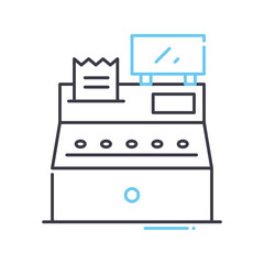 cash register process line icon, outline symbol, vector illustration, concept sign