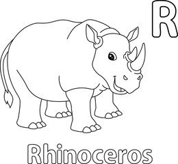Rhino Alphabet ABC Coloring Page R