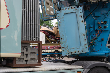 A look trough an opening of the transport of fairground 