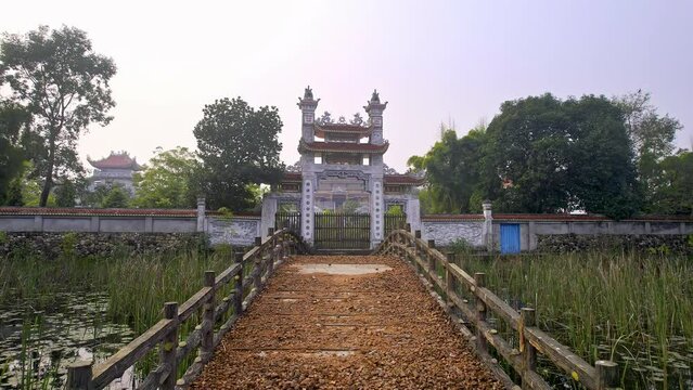Vietnamese Pagoda Lumbini Sanskritik, Nepal from aerial view.