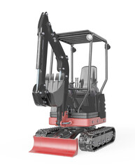 mini digger construction vehicle in white background side view