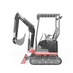 mini digger construction vehicle in white background