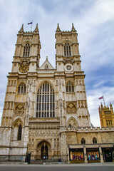 Fototapeta na wymiar Westminster Abbey, overcast weather, summer 2022