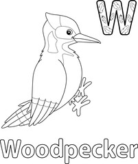 Woodpecker Alphabet ABC Coloring Page W