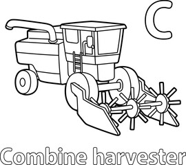 Combined Harvester Alphabet ABC Coloring Page C