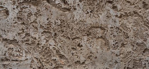 weathered stone background, wall texture, panorama, copy space, Old brown gray rusty vintage banner