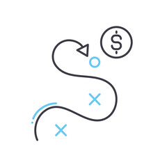 business strategy process line icon, outline symbol, vector illustration, concept sign