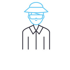 detective avatar line icon, outline symbol, vector illustration, concept sign