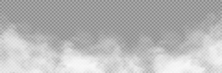 White smoke puff isolated on transparent black background.. Steam explosion special effect. Effective texture of steam, fog, cloud, smoke.  Stock royalty free vector illustration. PNG