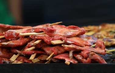 shish kebab on skewers