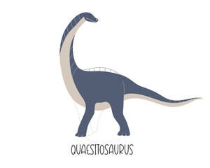 Prehistoric cute blue dinosaur is isolated. Vector illustration of a wild animal