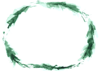 Green frame watercolor with plants, nature, art decoration, sketch. Illustration hand drawn modern