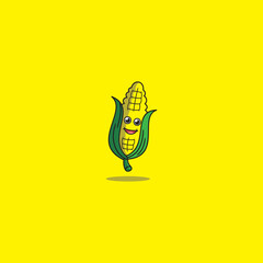 Cute Corn Mascot Cartoon Logo Design