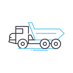 dump truck line icon, outline symbol, vector illustration, concept sign